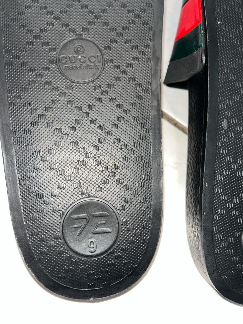 Gucci PURSUIT ‘72 Black Slide Sandals with Red and Green Stripe, MEN SIZE 9 - Picture 7 of 11